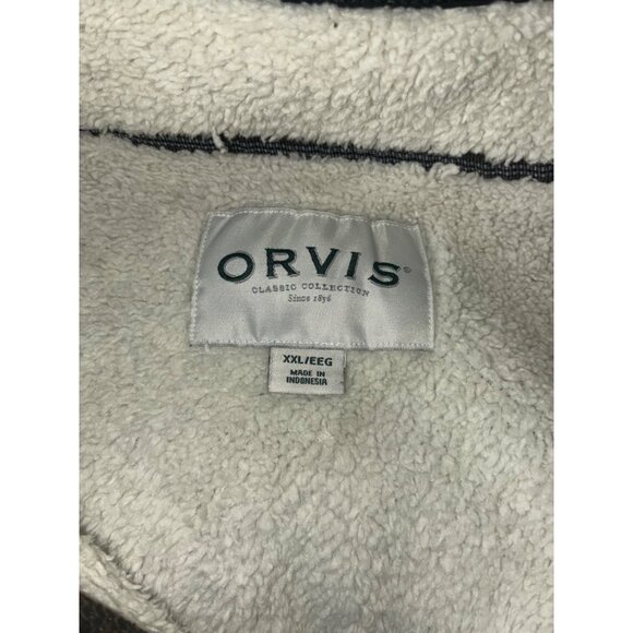 Orvis 1/4 Zip Pullover Fleece Sherpa Lined Sweater Oversized Brown Men Sz XXL .g - Picture 7 of 8
